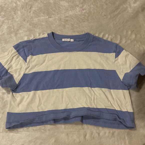 striped y2k blue and white crop top - Picture 1 of 3